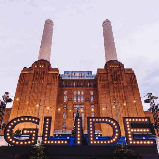 Glide sign at Battersea Power Station