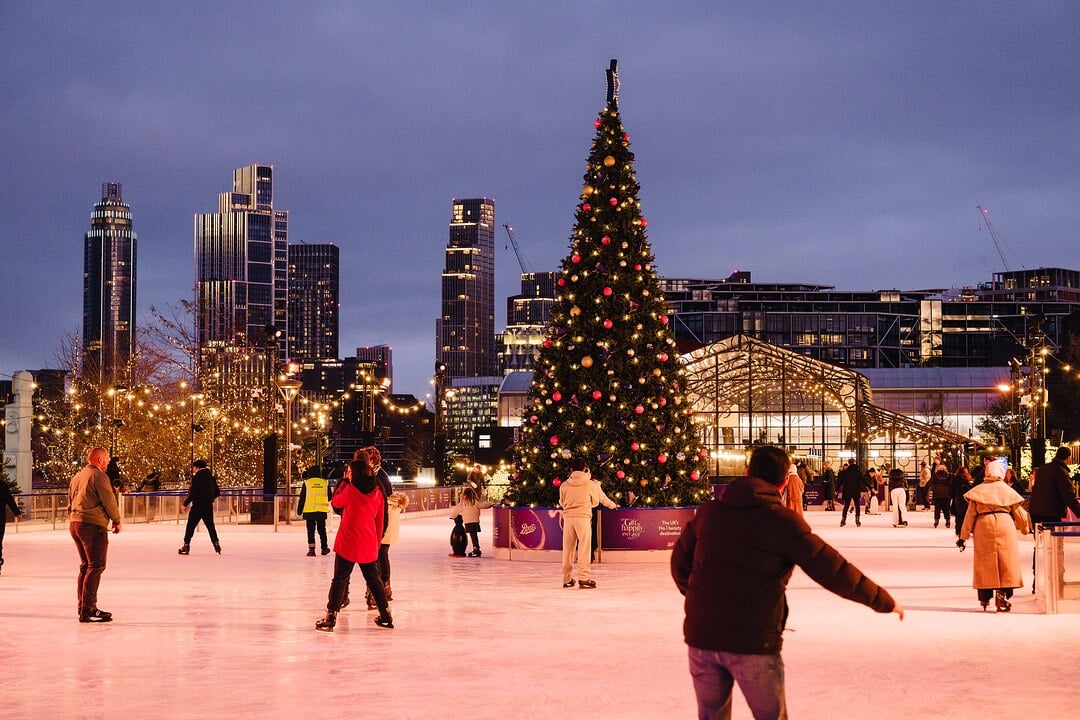 Glide ice rink at dusk