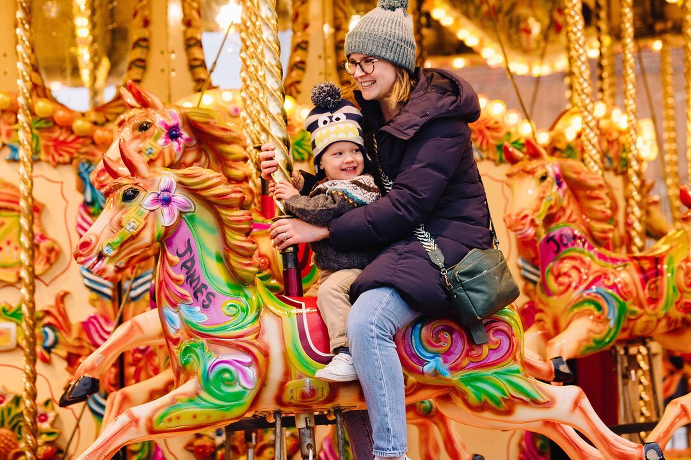 Family on Carousel at Glide